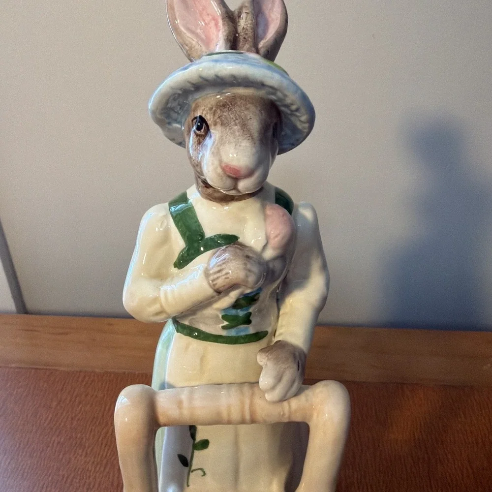 Vtg Cracker Barrel Easter Mother Bunny Pushing Carriage 9